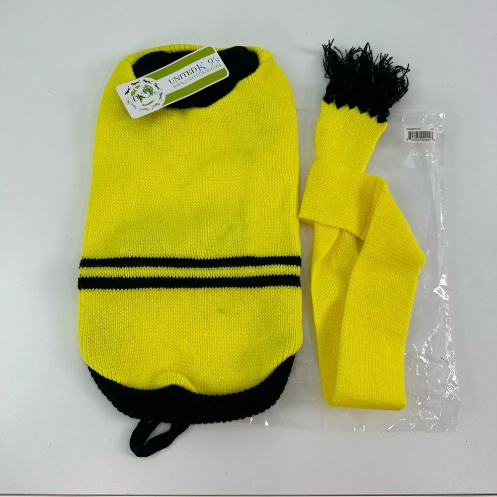 United K9's Lot of Two Yellow and Blue Knit Dog Sweaters Size is 12